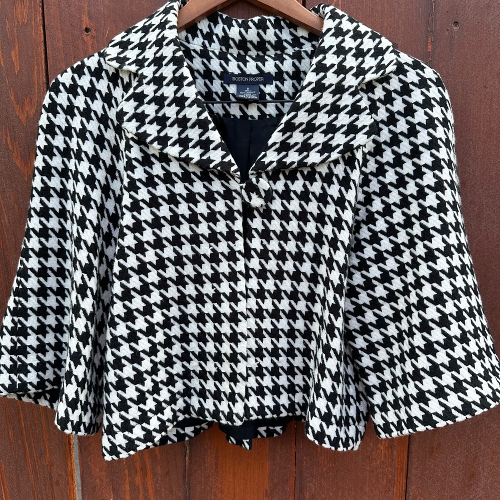Boston Proper Black and White Houndstooth Jacket